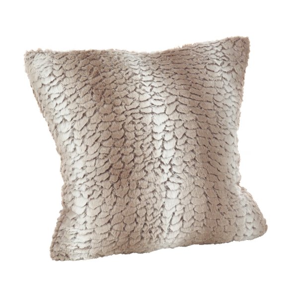 Plush Faux Fur Pillow Covers 18" Square, in Grey or Natural (set of 2 Covers) - Picture 4 of 4